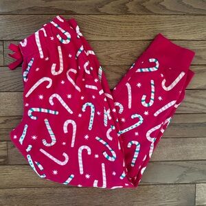 🩷 OLD NAVY girls pajama pants size 8 youth hot pink candy canes fleece pjs EUC